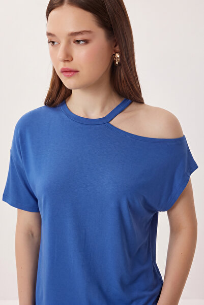 Lovelyİstanbul Cut Out Detailed Viscose Blouse Lrn0004 Dark Blue