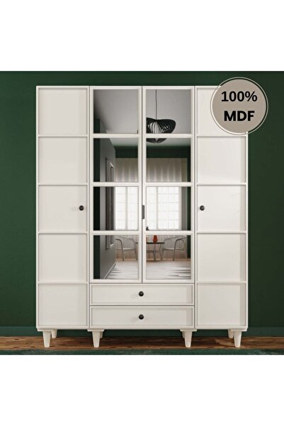 comiet Zambak 4 Kapak Mdf Ayaklı Tasarım Gardırop
