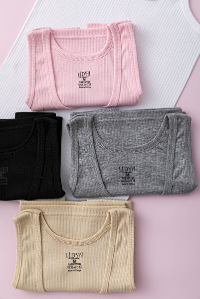 lidya lingerie Kadın Fitilli Kumaş Geniş Askılı 5 li Paket %100 Pamuk