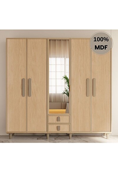 comiet Karanfil 5 Kapak Mdf Ayaklı Tasarım Gardırop