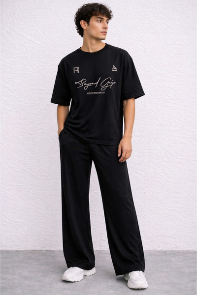 ZAVIXO Men's Basic Set T-Shirt and Pants Casual Combination