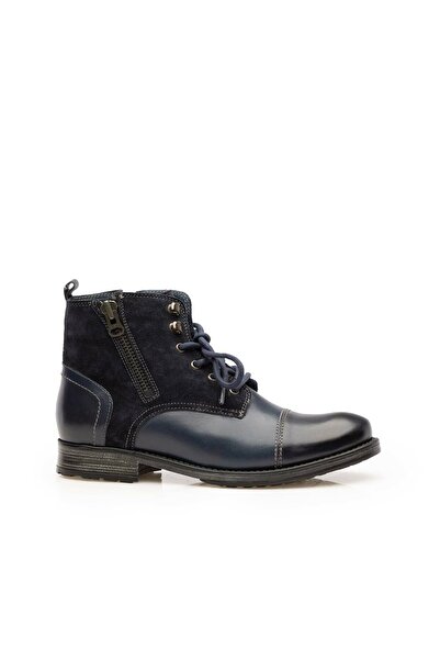 UrbanShoes Men's casual genuine Leather boots - 860 Blue box velour