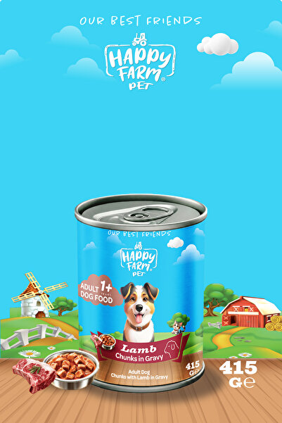 happy farm Yetişkin Yaş Köpek Maması Kuzu Etli 415 Gr 36 Adet