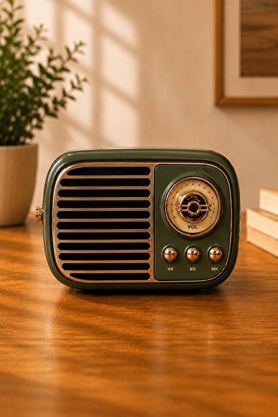 Cephone TR Retro Bluetooth Hoparlör Kablosuz Taşınabilir Nostaljik Speaker TF...