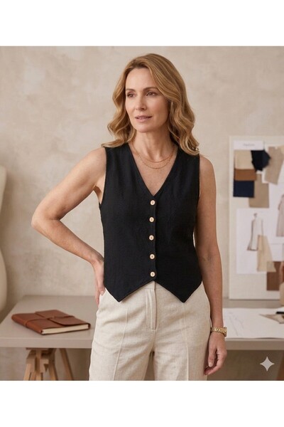 MELTEM COLLECTION Women's Vest / Cotton Woven Muslin