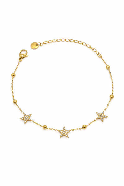 Duiwerlis Women's Gold Color Steel Star Bracelet with Stones, Elegant, Minima...