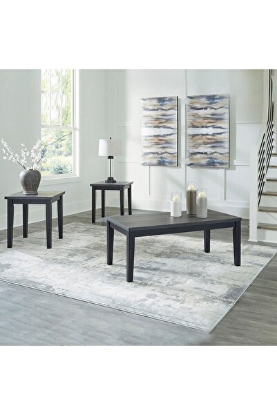 Midas Furniture طقم طاولة قهوة خشبية 3 قطع باللون الأسود