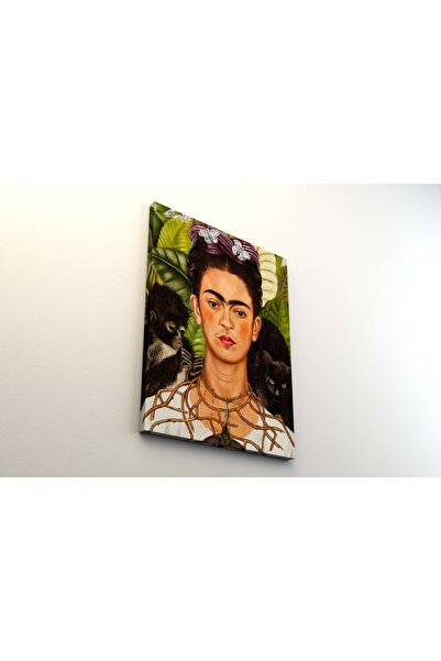 Efect Canvas Tablou pe pânză - Frida Kahlo - Autoportret cu colier de spini și colibri [XS]