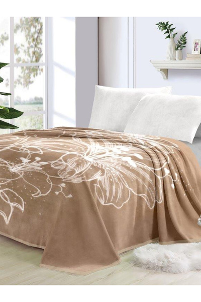 Valentini 2-Ply Embossed Blanket King 200X240Cm - Light Brown