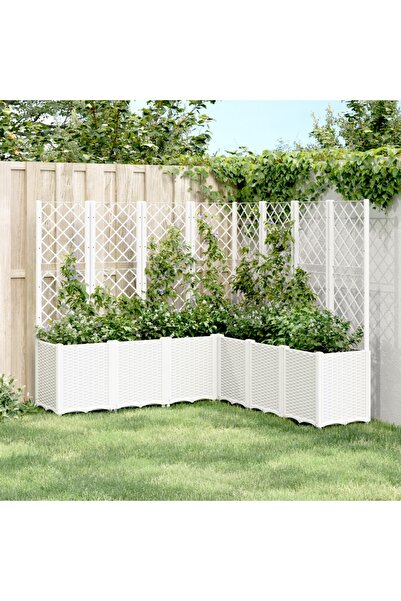 vidaxl Jardiniera de gradina cu spalier, alb, 160x160x140 cm PP