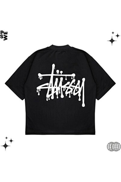 Sovae تي شيرت TRAGEDY للجنسين بمقاس كبير مطبوع عليه Stussy Melted من القماش ا...