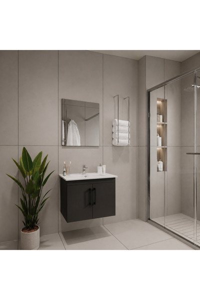 Creavit D20 Banyo Dolabı Seti Çekmeceli 80 Cm Antrasit