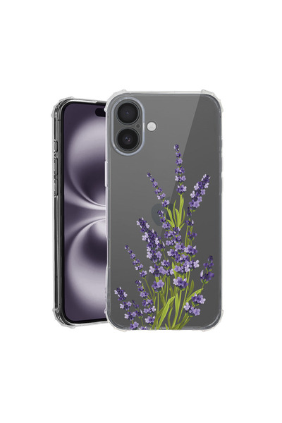 bestcase Αντικραδασμική Θήκη για Apple iPhone 16, Φλοράλ - Πρεσαριστό Λεβάντα...