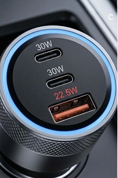 İtarz CC83 83W Araç Şarj Cihazı 3 Çıkışlı Çift USB-C PD 30W USB-A QC