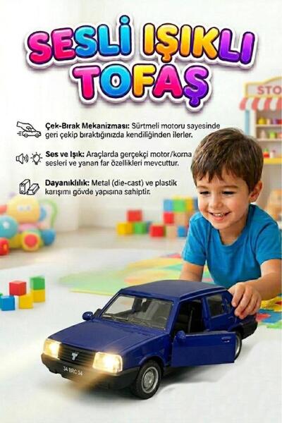 Tıfıl Toys Modifiyeli Tofaş'ım! Sesli Işıklı Metal Çek-Bırak Mekanizmalı 1:32...