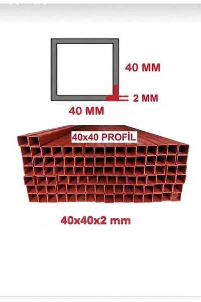 setkon TOSÇELİK Boyalı (2mt) 40 x 40 x 2 mm Kutu Profil Boru Metal 40x40x2 De...