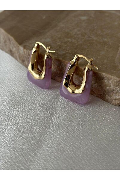 BIJUTERI Colorful Resin Curved Hoop Earrings