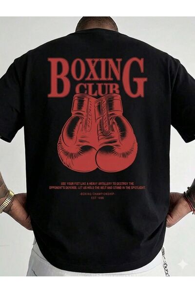 LELVANİ Men's Boxing Club Red Printed T-Shirt