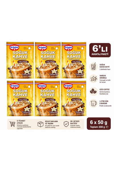 Dr. Oetker Soğuk Kahve Vanilya Aromalı 6x50 gr