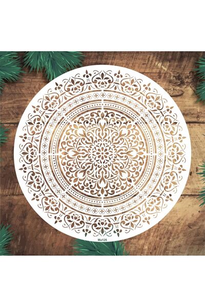 STENCİLTASARIM Stencil Tasarım MA126 Mandala Duvar Ahşap Cam Kumaş Boyama Şab...