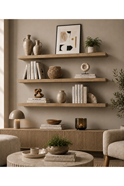 UDECCO MOBİLYA Miora 3’lü Duvar Rafı 100x15 cm MDF Raf Seti | Gizli Montajlı ...