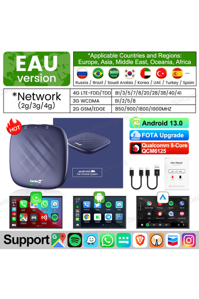 Choice1 8GB 128GB QCM6125 Plus EAU CarlinKit Android 13 CarPlay Ai Box Plus L...