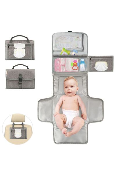 Choice1 grey Portable Diaper Changing Pad Portable Baby Changing Pad with Poc...