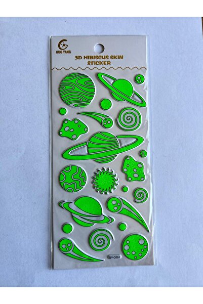 Airbrush Tattoo Gezegenler Karanlıkta Parlayan Yapışkanlı Fosforlu Sticker Od...
