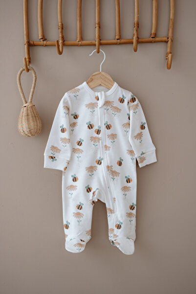 İpek Studio %100 Pamuk Patikli Bebek Tulumu - Daisy Bee