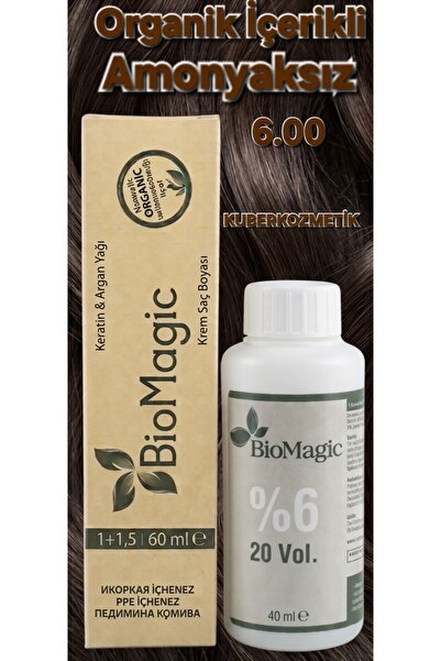 BIOMAGIC 6.00 Koyu Kumral Organik İçerikli Amonyaksız Kalıcı Saç Boyası +Oksidan