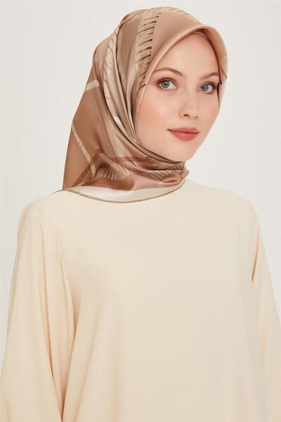 Armine Silk Scarf 2025 Winter - 9206-85 Mink Twill