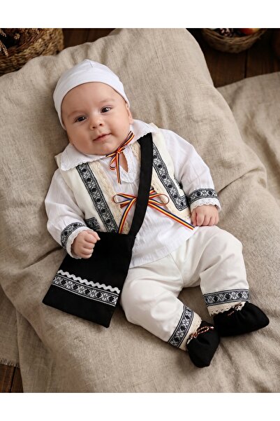 MiniKids Set Traditional 6 piese, Gabriel, alb-bleumarin