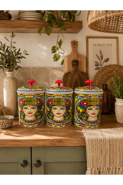 sonnenflügel Sicilia Collection Set of 3 Plastic Storage Jars Coffee Tea Sugar