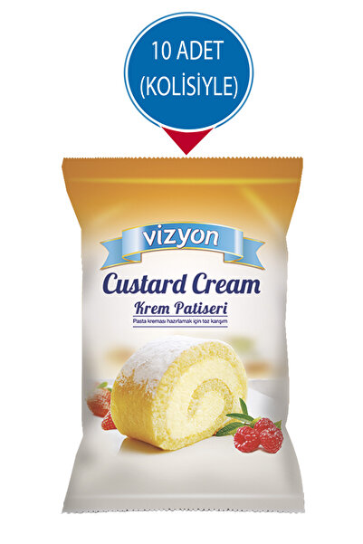 VİZYON Custard Cream Bitkisel Krem Patiseri Toz Karışım 1 Kg X 10 Adet (Kolis...