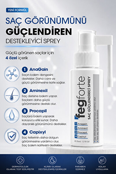 FegForte Feg Forte 5 Adet Saç Çıkarıcı Sprey - 2 Adet Dökülme ve Kepek Karşıtı Güçlendirici Şampuan - 1 Adet Köpük Şampuan