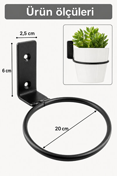 mba decor metal bending art 3’lü Metal Saksı Tutucu Duvara Monte Balkon Saksı Askısı Siyah 20 cm
