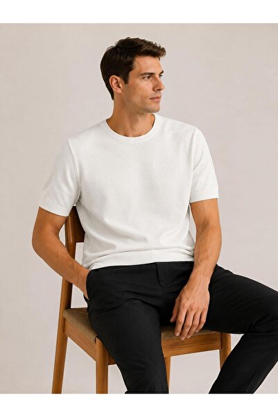 CLASSİCS MEN Ανδρικό κοντομάνικο πλεκτό μπλουζάκι Turbulance Slim Fit 7675