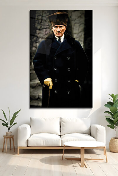AltmışAltı Mustafa Kemal Atatürk Kalpaklı Portre Temperli Lüks Atatürk Tabloları