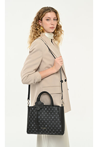 Pierre Cardin Black Monogram Patterned Women's Shoulder Bag - Functional Shou...