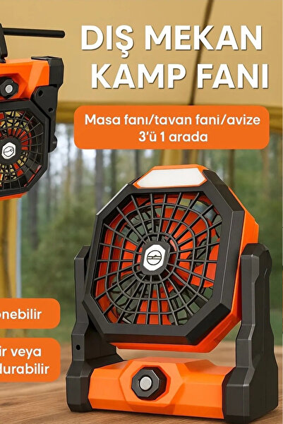 ozbience Taşınabilir LED Işıklı Mini Fan, Masaüstü ve Kamp Çadırı Vantilatörü