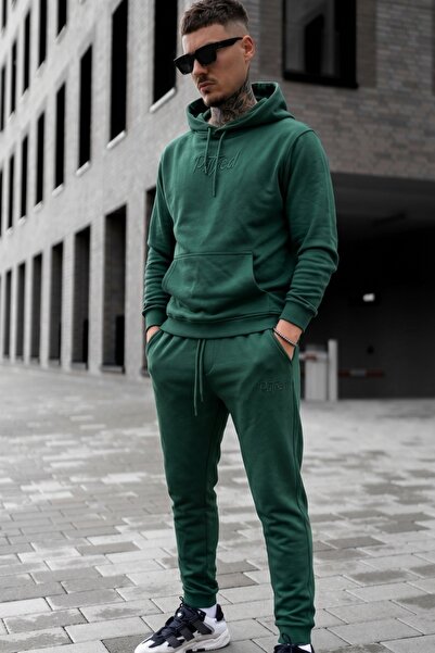 EXCLUSIVE STYLE Cotton tracksuit with Embroidered logo - rotten GREEN