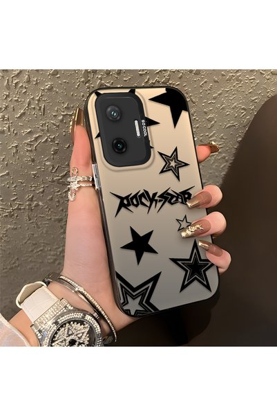 PATTERNOVA Poco F7 Compatible Unbreakable Silicone Cute Star Patterned Printed Cover Shock Absorbing Protection