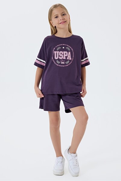 U.S. Polo Assn. طقم شورت بناتي، 100% قطن / 100% قطن
