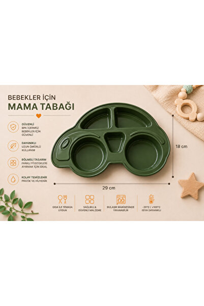 Clinica Araba Figürlü Bölmeli Mama Tabağı Bebek Çocuk Yemek Tabağı