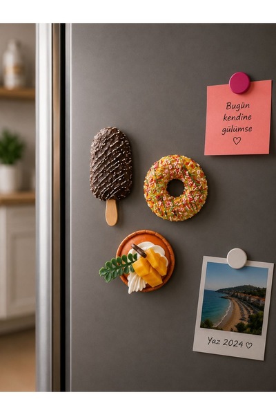 Clinica 3’lü Buzdolabı Magnet Seti Donut Pasta Figürlü Magnetler