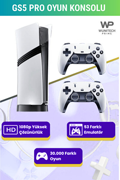 WUNİT Gs5 Pro Kablosuz Çift Kollu 30.000 Oyunlu 4k Hdmi 53 Emülatörlü Pes12,w...