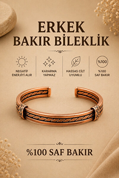 vogutima jewelery&silver by timuçin mavili سوار نحاسي للرجال - موديل كلاس، سو...