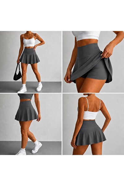 DENİZ FASHION Beliza 2"si 1 arada içten şortlu yüksek bel tennis spor etek