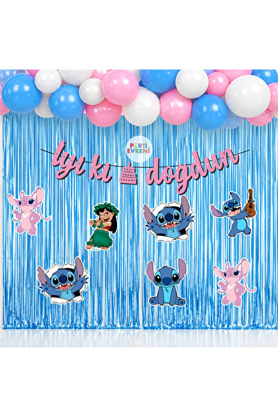 Parti Evreni Stitch Temalı Arka Fon Süsleme Seti 2 Metre