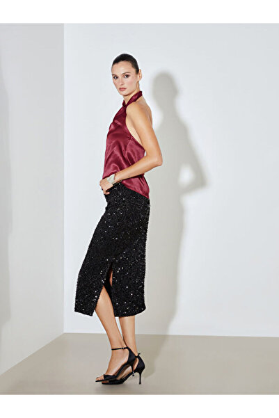 LC Waikiki Dar Fit Sequined Slit Skirt